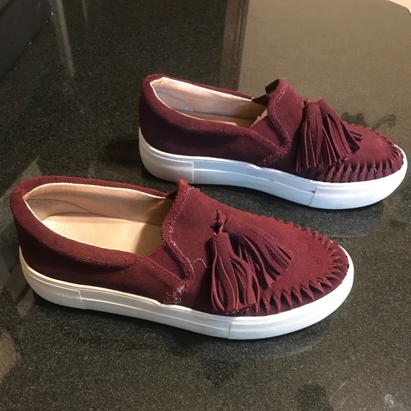 J/SLIDES Shoes - J/Slides Suede Burgundy Sneaker